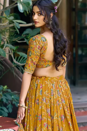 Shine Bright in Tasar Silk Foil Printed Lehenga Choli