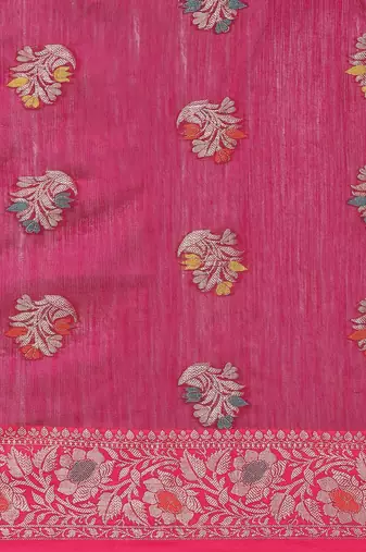 Banarasi silk blend cotton saree in purple colour with meenakari work