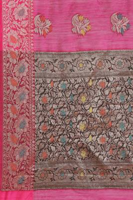 Banarasi silk blend cotton saree in purple colour with meenakari work 4
