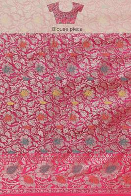Banarasi silk blend cotton saree in purple colour with meenakari work 5
