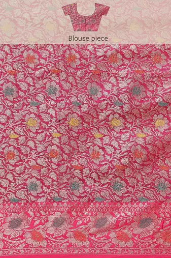 Banarasi silk blend cotton saree in purple colour with meenakari work