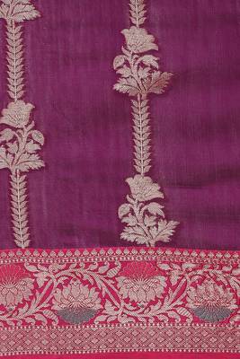 Banarasi silk blend cotton saree in purple  colour with zari work 3