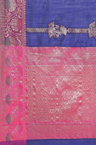 Banarasi silk blend cotton saree in blue  colour with zari work