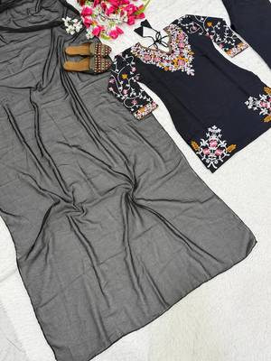 Black heavy roman silk embroidered designer salwar suit 5