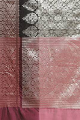 Banarasi silk blend saree in black  colour with silver zari brocade work 4