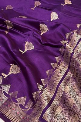 Banarasi viscose silk saree in purple colour with meenakari work 3