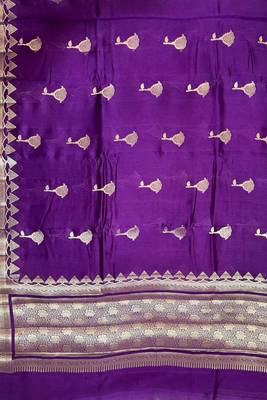 Banarasi viscose silk saree in purple colour with meenakari work 4