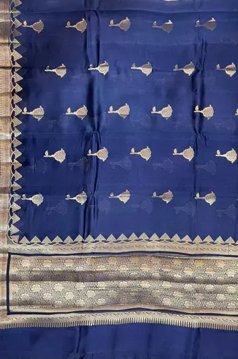 Banarasi viscose silk saree in navy blue colour with meenakari work