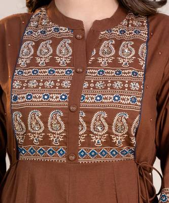 Cotton cambric anarkali kurti-pant-dupatta set 3