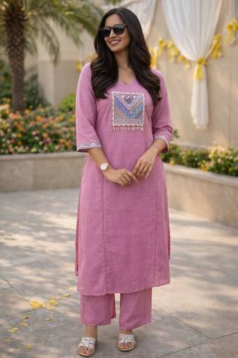 Cotton straight  kurti-pant 2 pc set