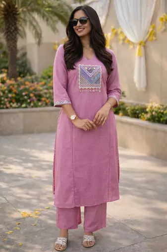 Cotton straight  kurti-pant 2 pc set