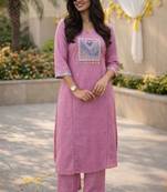 Cotton straight  kurti-pant 2 pc set