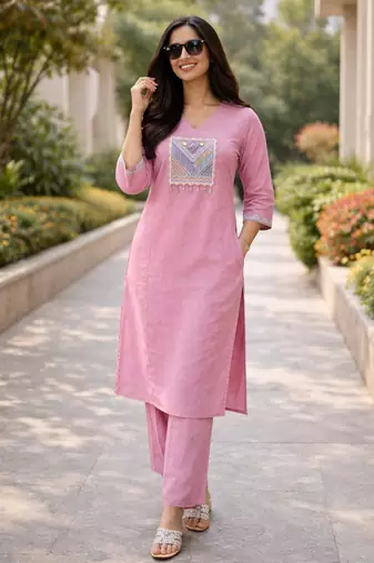 Cotton straight  kurti-pant 2 pc set