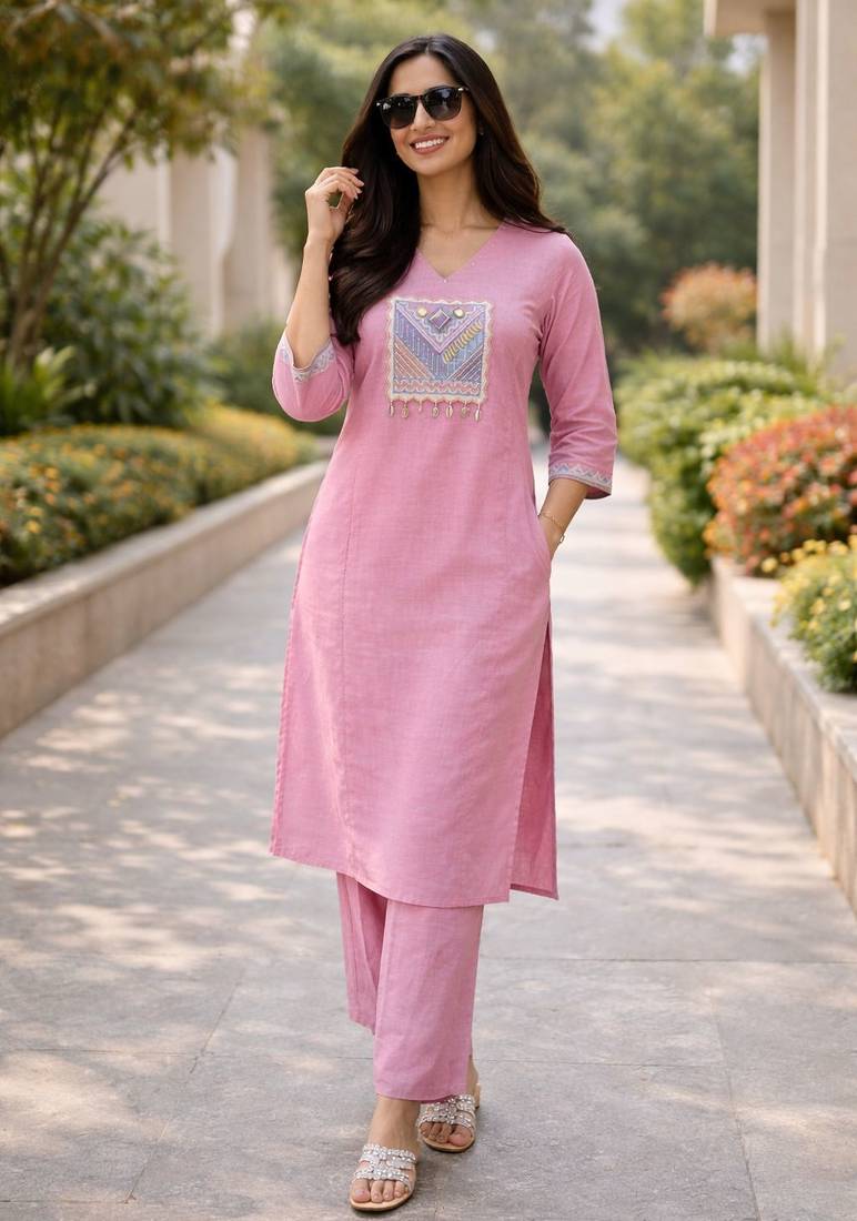 Cotton straight  kurti-pant 2 pc set