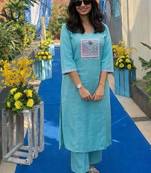 Cotton straight  kurti-pant 2 pc set