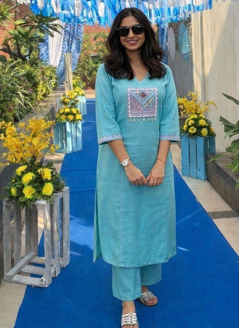 Cotton straight  kurti-pant 2 pc set