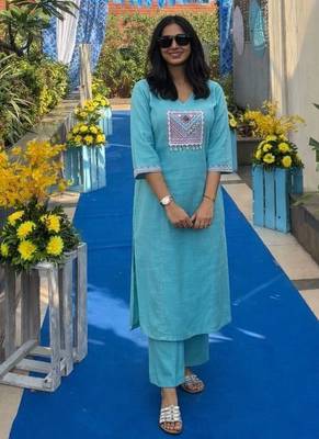 Cotton straight  kurti-pant 2 pc set 2