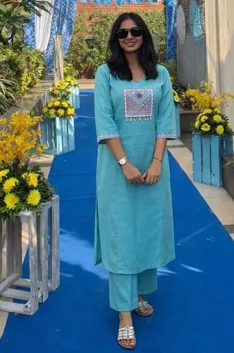 Cotton straight  kurti-pant 2 pc set