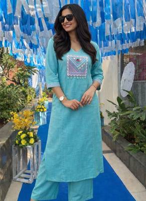 Cotton straight  kurti-pant 2 pc set 3