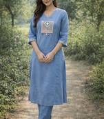 Cotton straight  kurti-pant  set