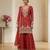 Red embroidered heavy crunchy silk sharara suit