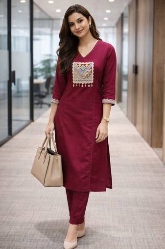 Cotton straight  kurti-pant  set