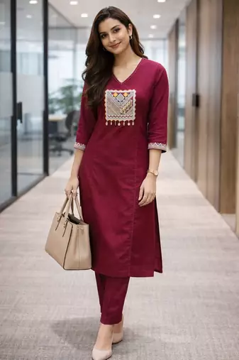 Cotton straight  kurti-pant  set
