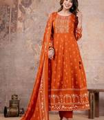 Cotton cambric anarkali kurti-pant-dupatta set