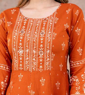 Cotton cambric anarkali kurti-pant-dupatta set 3