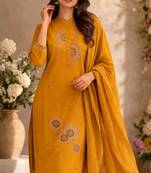 Cotton cambric straight  kurti-pant-dupatta set