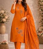 Cotton cambric straight  kurti-pant-dupatta set