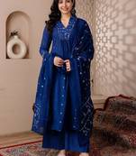 Cotton cambric a-line  kurti-pant-dupatta set