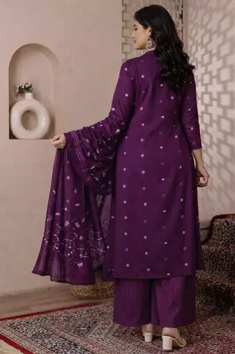 Cotton cambric a-line  kurti-pant-dupatta set