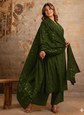 Cotton cambric a-line  kurti-pant-dupatta set 2