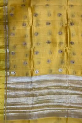 Banarasi viscose silk saree in yellow colour with meenakari work 3