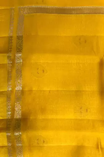 Banarasi viscose silk saree in yellow colour with meenakari work