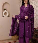 Cotton cambric a-line  kurti-pant-dupatta set