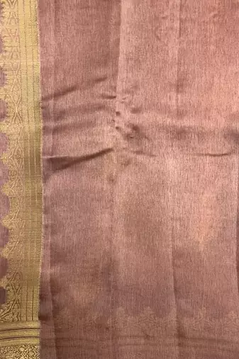 Banarasi viscose silk saree in chiku colour with floral zari meenakari work