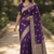 Banarasi viscose silk saree in purple colour with floral zari meenakri work