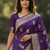 Banarasi viscose silk saree in purple colour with floral zari meenakri work