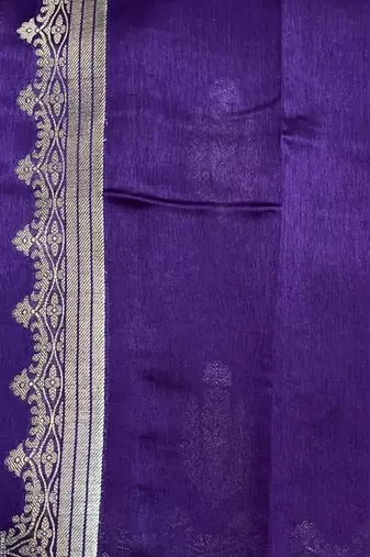 Banarasi viscose silk saree in purple colour with floral zari meenakri work