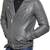 Men’s genuine lambskin leather biker jacket grey color slim fit moto style
