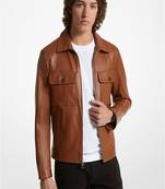 Men’s genuine brown lambskin leather  jacket   slim fit motorcycle pocket style