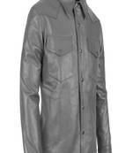 Men’s genuine lambskin leather biker jacket grey color slim fit button style