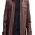 Brown  leather biker jacket – slim fit moto style button pocket jacket