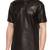Men's genuine lambskin black leather t-shirt polo style
