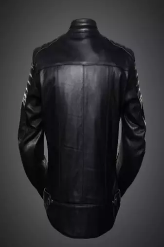 men's black lambskin cafe racer jacket band collar racer style elegant
