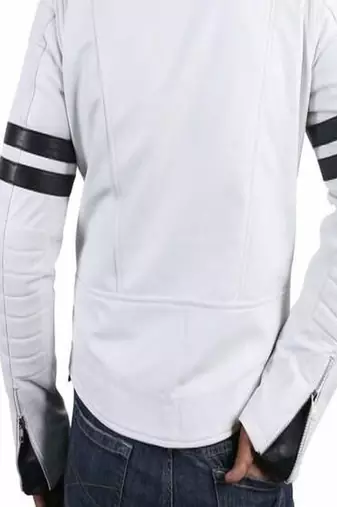 men's white lambskin leather biker jacket premium quilted design modern