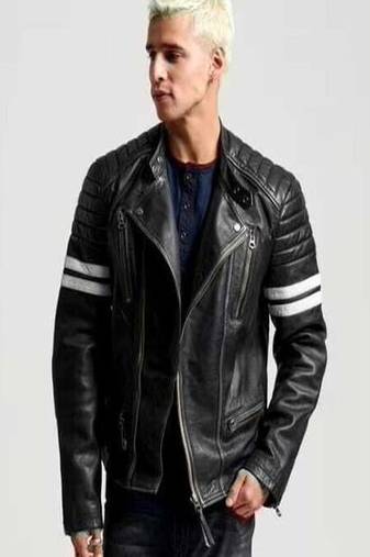 men's black lambskin leather biker jacket premium quilted design classic