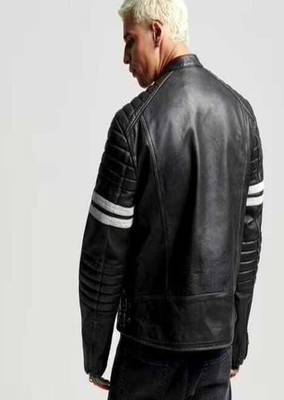 men's black lambskin leather biker jacket premium quilted design classic 2